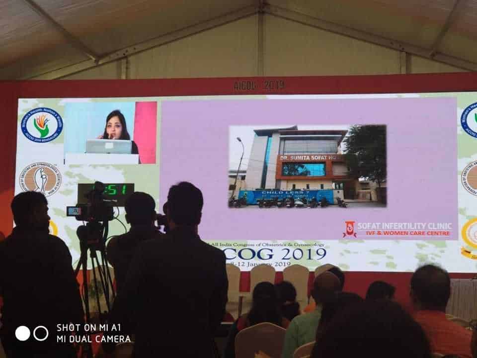 Dr. Sumita Sofat giving a speech at 62nd All India Congress of Obstetrics & Gynaecology – AICOG 2019