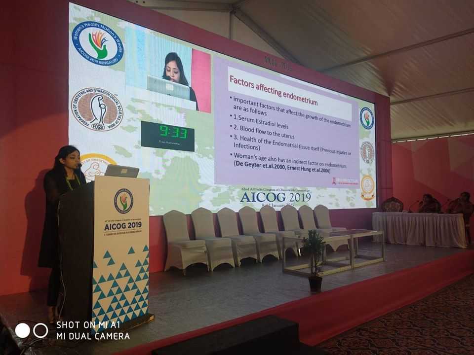 Dr. Sumita Sofat giving a speech at 62nd All India Congress of Obstetrics & Gynaecology – AICOG 2019